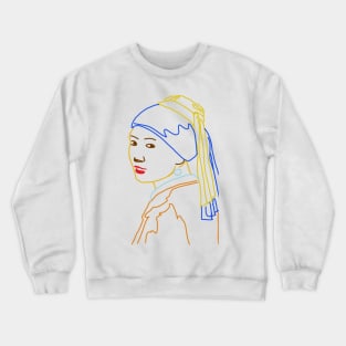 simple Girl With a Pearl Earring Crewneck Sweatshirt